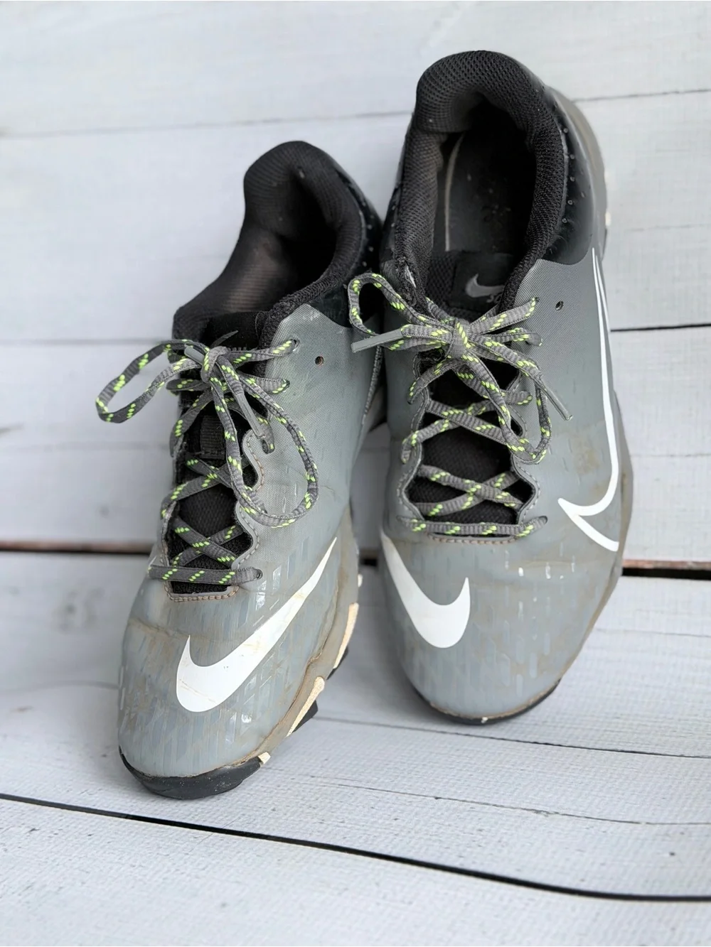 Nike Kids Gray and Black Sneakers with White Swoosh